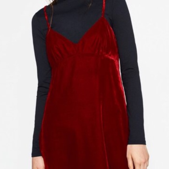 Zara NWOT Velvet Red Slip Midi Dress Small - Picture 4 of 6